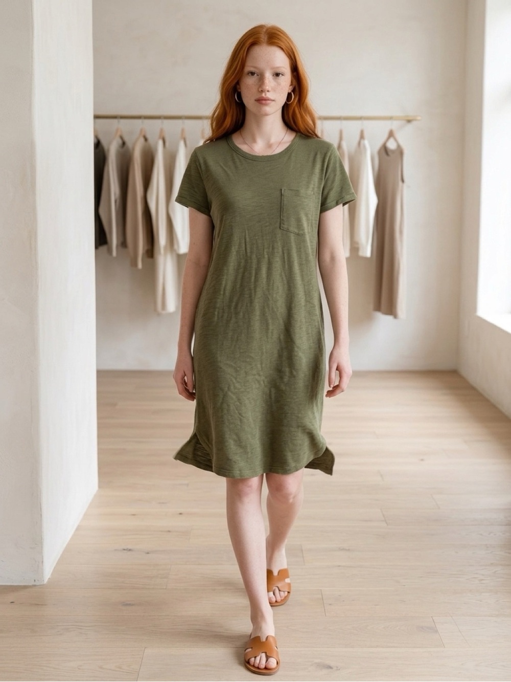 Gap Casual Olive Green T-Shirt Dress